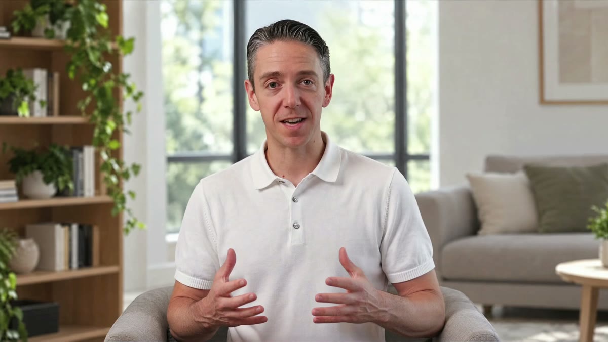 A man in an office, ready for a conversation