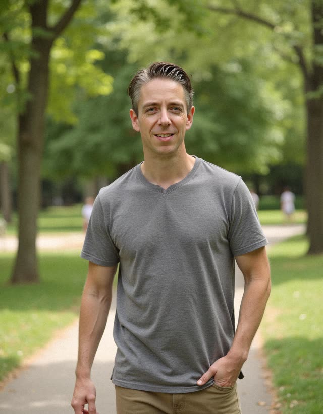 A man walking through a park